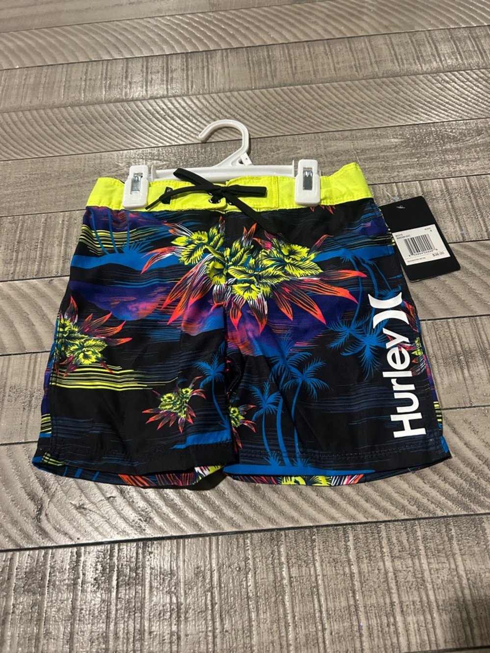 Hurley Boys Black Neon Floral Swim Trunks